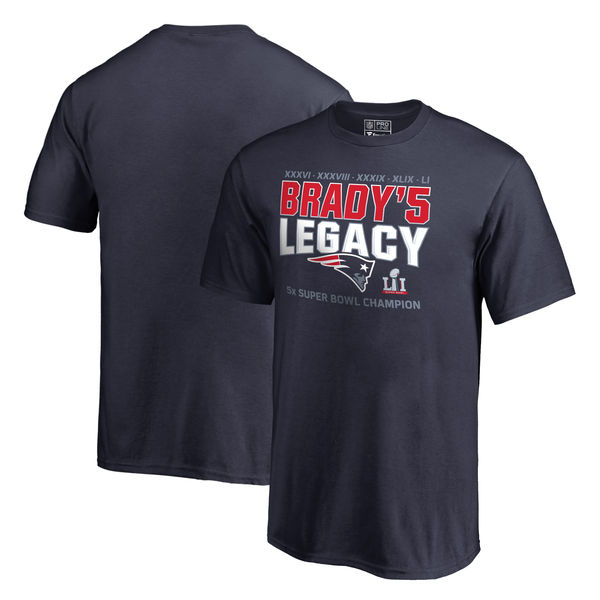 Tom Brady New England Patriots Pro Line by Fanatics Branded Youth 5-Time Super Bowl Champions Legacy T-Shirt - Navy